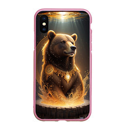 Чехол iPhone XS Max матовый Бурый мишка, цвет: 3D-розовый