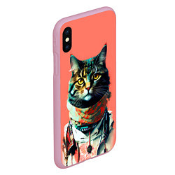 Чехол iPhone XS Max матовый Милый котик на розовом фоне - поп-арт, цвет: 3D-розовый — фото 2