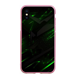 Чехол iPhone XS Max матовый Dark black green abstract