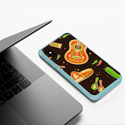 Чехол iPhone XS Max матовый Мексиканское веселье, цвет: 3D-мятный — фото 2