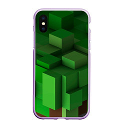 Чехол iPhone XS Max матовый Зелёный блоковый паттерн
