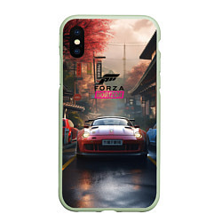 Чехол iPhone XS Max матовый Forza Horizon racing game, цвет: 3D-салатовый