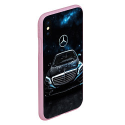 Чехол iPhone XS Max матовый Mercedes Benz space background, цвет: 3D-розовый — фото 2