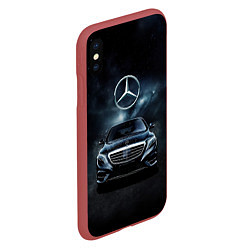 Чехол iPhone XS Max матовый Mercedes Benz black, цвет: 3D-красный — фото 2
