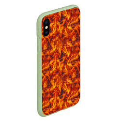 Чехол iPhone XS Max матовый Огненный узор, цвет: 3D-салатовый — фото 2