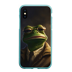 Чехол iPhone XS Max матовый Пепе детектив в костюме