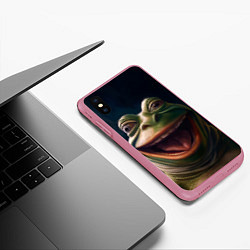 Чехол iPhone XS Max матовый Пепе в нирване, цвет: 3D-малиновый — фото 2