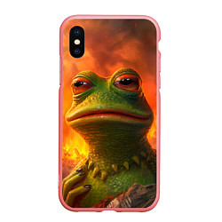 Чехол iPhone XS Max матовый Пепе в огне, цвет: 3D-баблгам