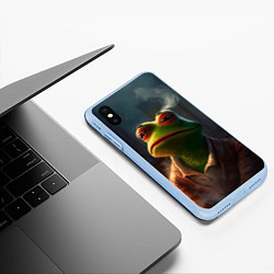 Чехол iPhone XS Max матовый Frog Pepe, цвет: 3D-голубой — фото 2