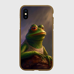 Чехол iPhone XS Max матовый Натуральная лягушка Пепе, цвет: 3D-коричневый