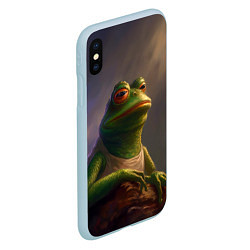 Чехол iPhone XS Max матовый Натуральная лягушка Пепе, цвет: 3D-голубой — фото 2