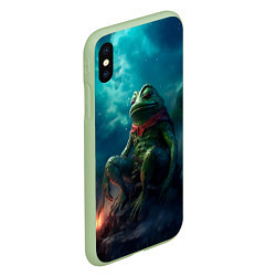 Чехол iPhone XS Max матовый Пепе у костра, цвет: 3D-салатовый — фото 2