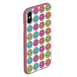 Чехол iPhone XS Max матовый Smiley face, цвет: 3D-малиновый — фото 2