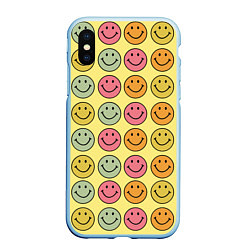 Чехол iPhone XS Max матовый Smiley, цвет: 3D-голубой
