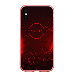 Чехол iPhone XS Max матовый Starfield red logo, цвет: 3D-баблгам