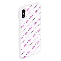 Чехол iPhone XS Max матовый Барби паттерн - логотип и сердечки, цвет: 3D-белый — фото 2