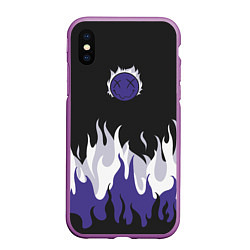 Чехол iPhone XS Max матовый Black fire emoji, цвет: 3D-фиолетовый