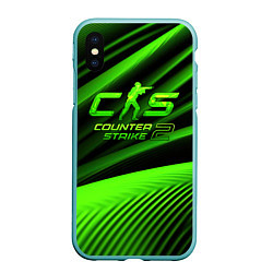 Чехол iPhone XS Max матовый CS2 Counter strike green logo, цвет: 3D-мятный