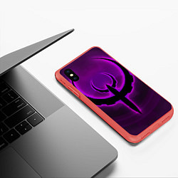 Чехол iPhone XS Max матовый Quake фиолетовый, цвет: 3D-красный — фото 2
