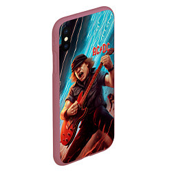 Чехол iPhone XS Max матовый ACDC rock music, цвет: 3D-малиновый — фото 2