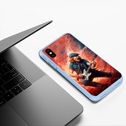 Чехол iPhone XS Max матовый ACDC rock music, цвет: 3D-голубой — фото 2