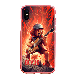 Чехол iPhone XS Max матовый ACDC fire rock, цвет: 3D-баблгам