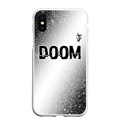 Чехол iPhone XS Max матовый Doom glitch на светлом фоне: символ сверху, цвет: 3D-белый