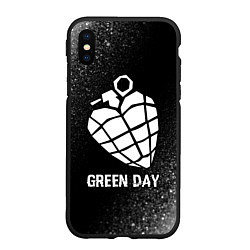 Чехол iPhone XS Max матовый Green Day glitch на темном фоне