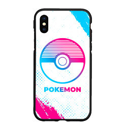 Чехол iPhone XS Max матовый Pokemon neon gradient style