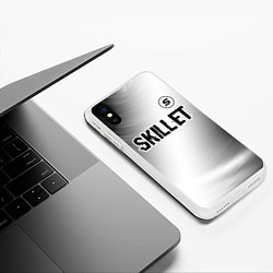 Чехол iPhone XS Max матовый Skillet glitch на светлом фоне: символ сверху, цвет: 3D-белый — фото 2