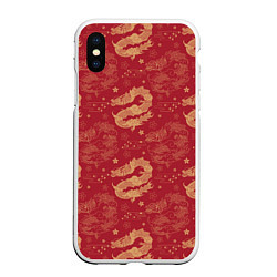 Чехол iPhone XS Max матовый The chinese dragon pattern, цвет: 3D-белый