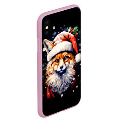 Чехол iPhone XS Max матовый Лисичка в новогоднюю ночь, цвет: 3D-розовый — фото 2