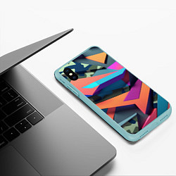 Чехол iPhone XS Max матовый Камуфляж и цветная геометрия - нейросеть, цвет: 3D-мятный — фото 2