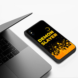 Чехол iPhone XS Max матовый Demon Slayer - gold gradient: символ сверху, цвет: 3D-черный — фото 2