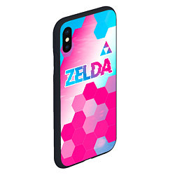 Чехол iPhone XS Max матовый Zelda neon gradient style: символ сверху, цвет: 3D-черный — фото 2