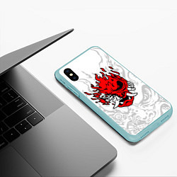 Чехол iPhone XS Max матовый Samurai - Cyberpunk 2077, цвет: 3D-мятный — фото 2
