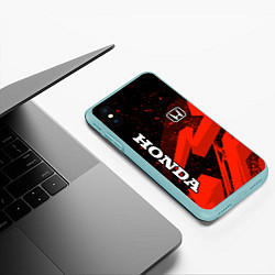 Чехол iPhone XS Max матовый Honda - красная абстракция, цвет: 3D-мятный — фото 2