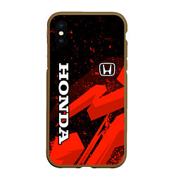 Чехол iPhone XS Max матовый Honda - красная абстракция, цвет: 3D-коричневый