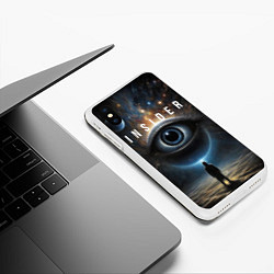 Чехол iPhone XS Max матовый Инсайдер и всевидящее око на фоне звездного космос, цвет: 3D-белый — фото 2