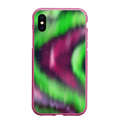 Чехол iPhone XS Max матовый Абстрактное северное сияние, цвет: 3D-малиновый