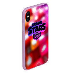 Чехол iPhone XS Max матовый Brawl stars network, цвет: 3D-сиреневый — фото 2