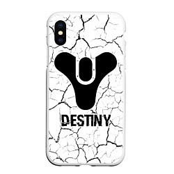 Чехол iPhone XS Max матовый Destiny glitch на светлом фоне, цвет: 3D-белый