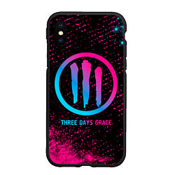 Чехол iPhone XS Max матовый Three Days Grace - neon gradient
