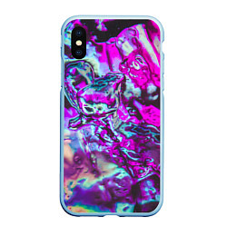 Чехол iPhone XS Max матовый Жидкое буйство красок, цвет: 3D-голубой