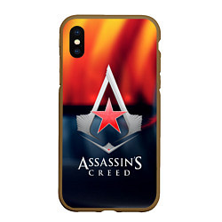 Чехол iPhone XS Max матовый Assassins Creed ussr, цвет: 3D-коричневый