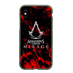 Чехол iPhone XS Max матовый Assassins Creed кровь тамплиеров, цвет: 3D-темно-зеленый