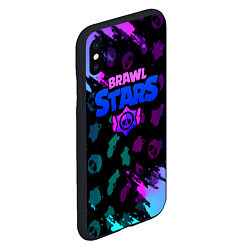 Чехол iPhone XS Max матовый Brawl stars neon logo, цвет: 3D-черный — фото 2