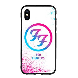 Чехол iPhone XS Max матовый Foo Fighters neon gradient style