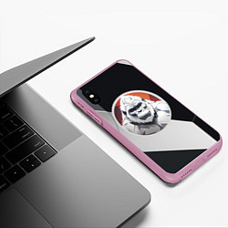 Чехол iPhone XS Max матовый Белая горилла, цвет: 3D-розовый — фото 2