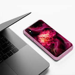 Чехол iPhone XS Max матовый Розовый цветок в огне - нейросеть, цвет: 3D-розовый — фото 2